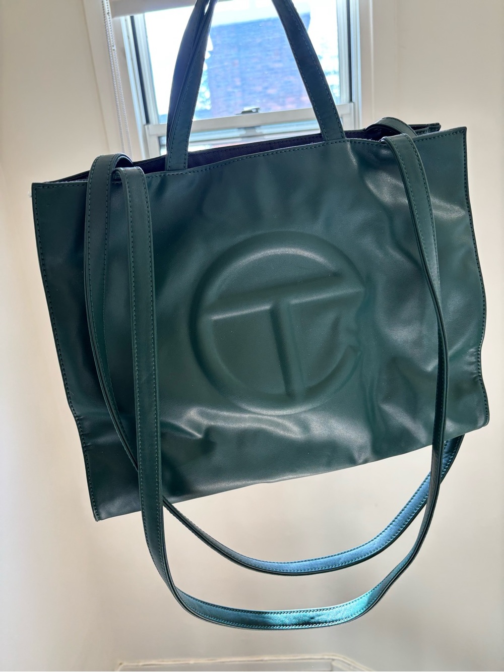 Telfar Dark Green Embossed Logo Tote Laptop Bag
